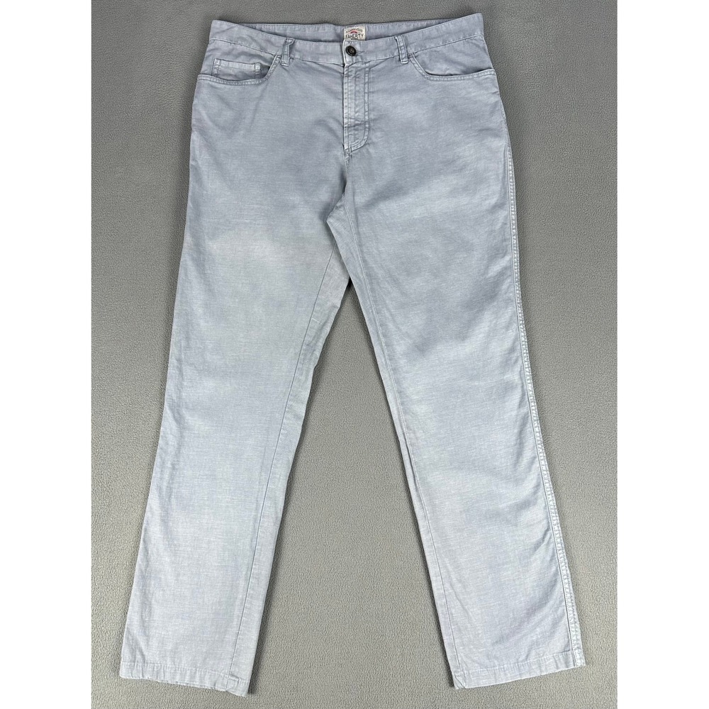 Faherty Pants Mens 33x30 Blue Grey Cotton Linen Blend Quiet Luxury Minimalist
